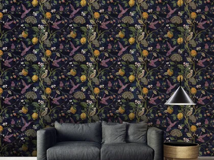 Carta da parati Lemons and birds di Adriani e Rossi