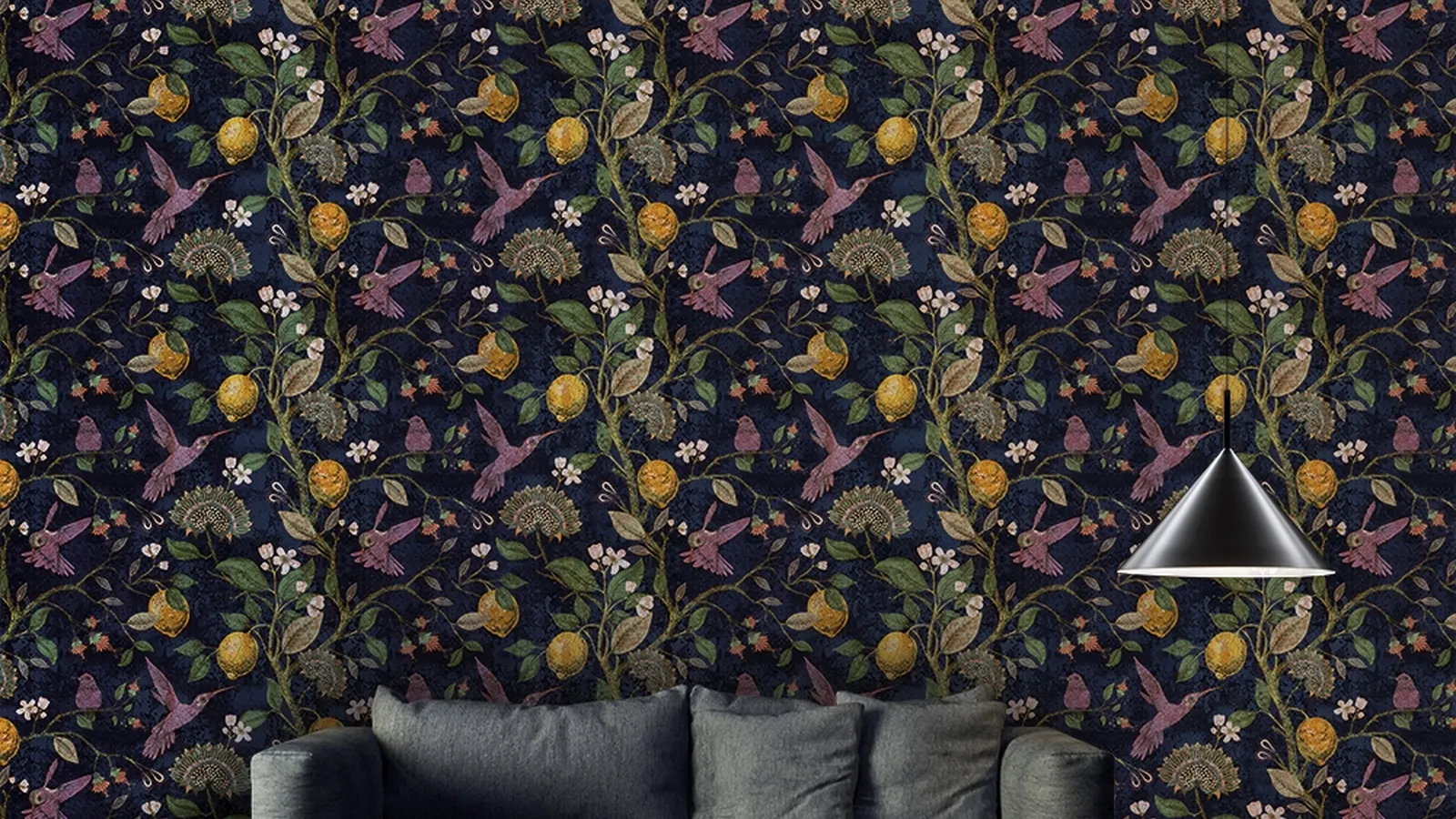 Carta da parati Lemons and birds di Adriani e Rossi