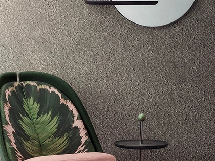 Tavolino Contralto con piano in frassino, struttura in metallo e base terrazzo di Pianca