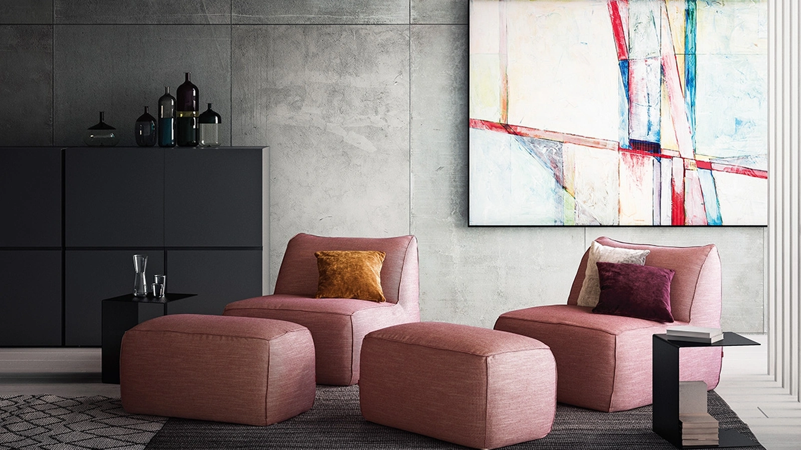 Pouf Eden in tessuto imbottito di Pianca