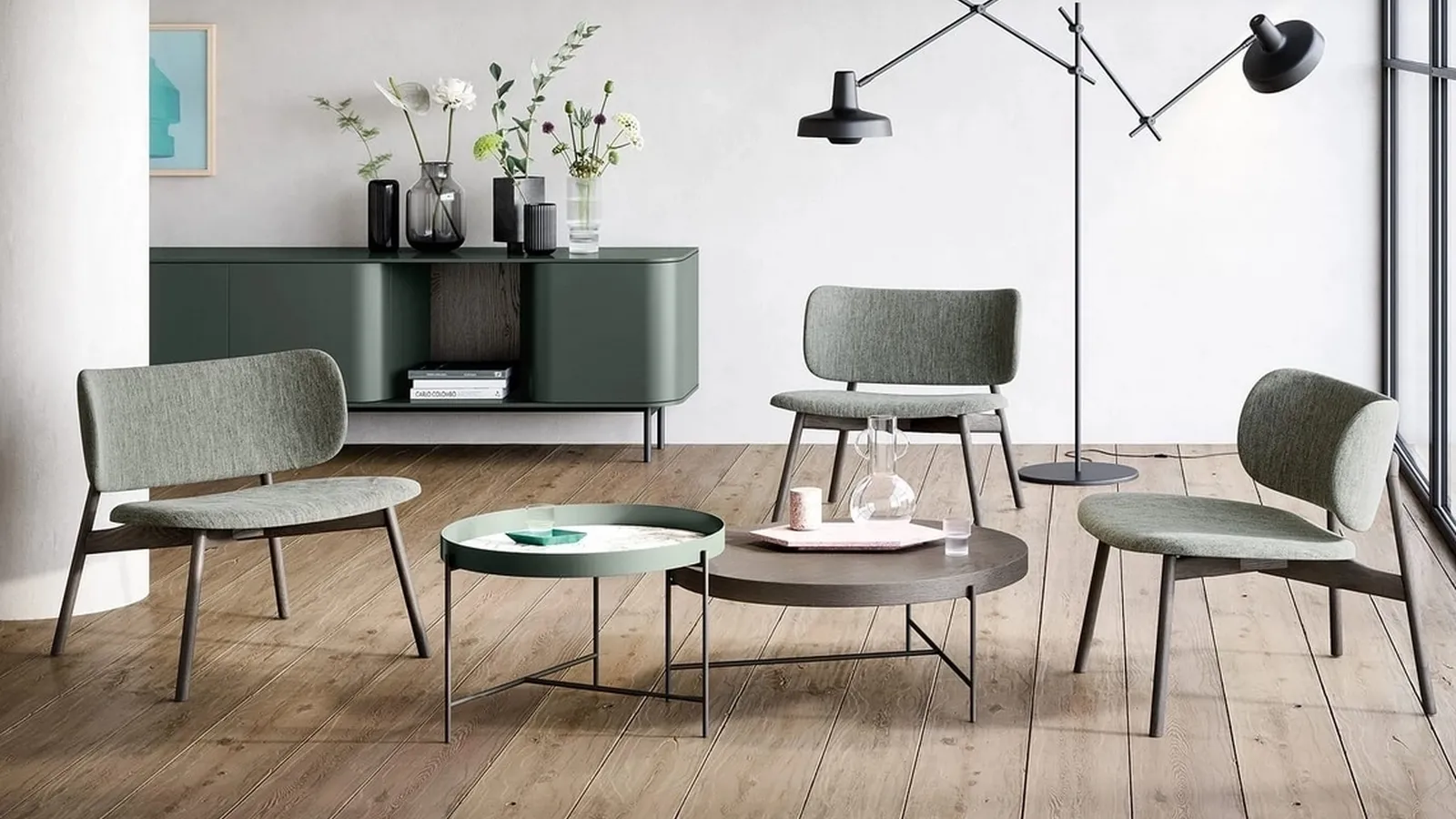 Tavolino rotondo Globe in legno o metallo e ceramica di Novamobili