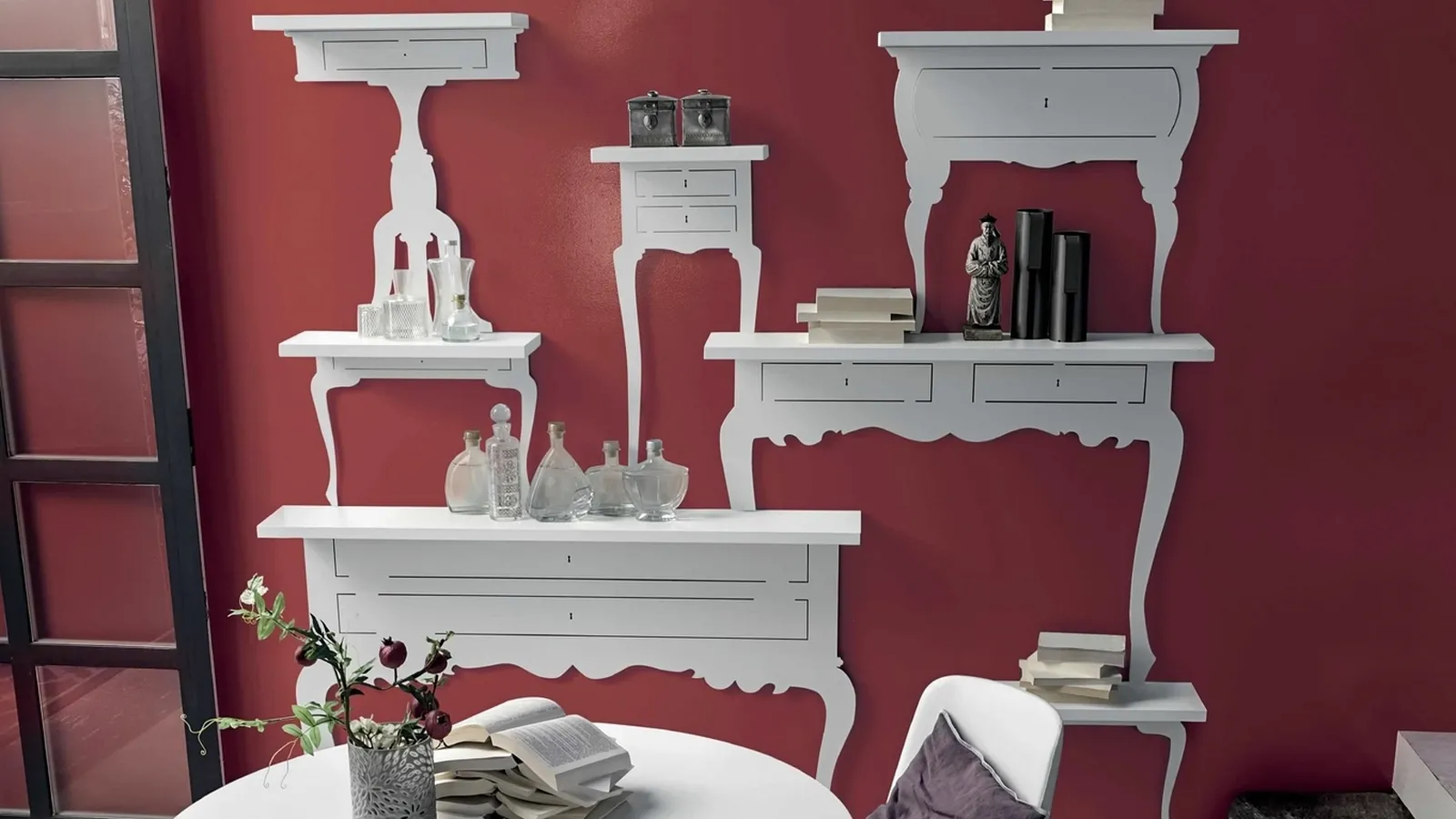 Mensole di design Shape in laccato bianco gesso di Tomasella