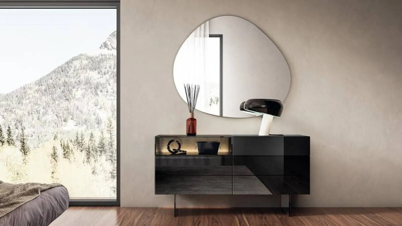 Specchio Pleasure dalla forma asimmetrica di Lago