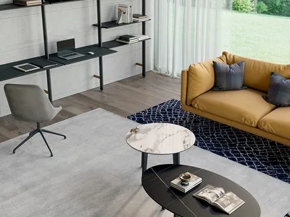 Tavolino Zoe con top in gres e base in legno di Dall'Agnese