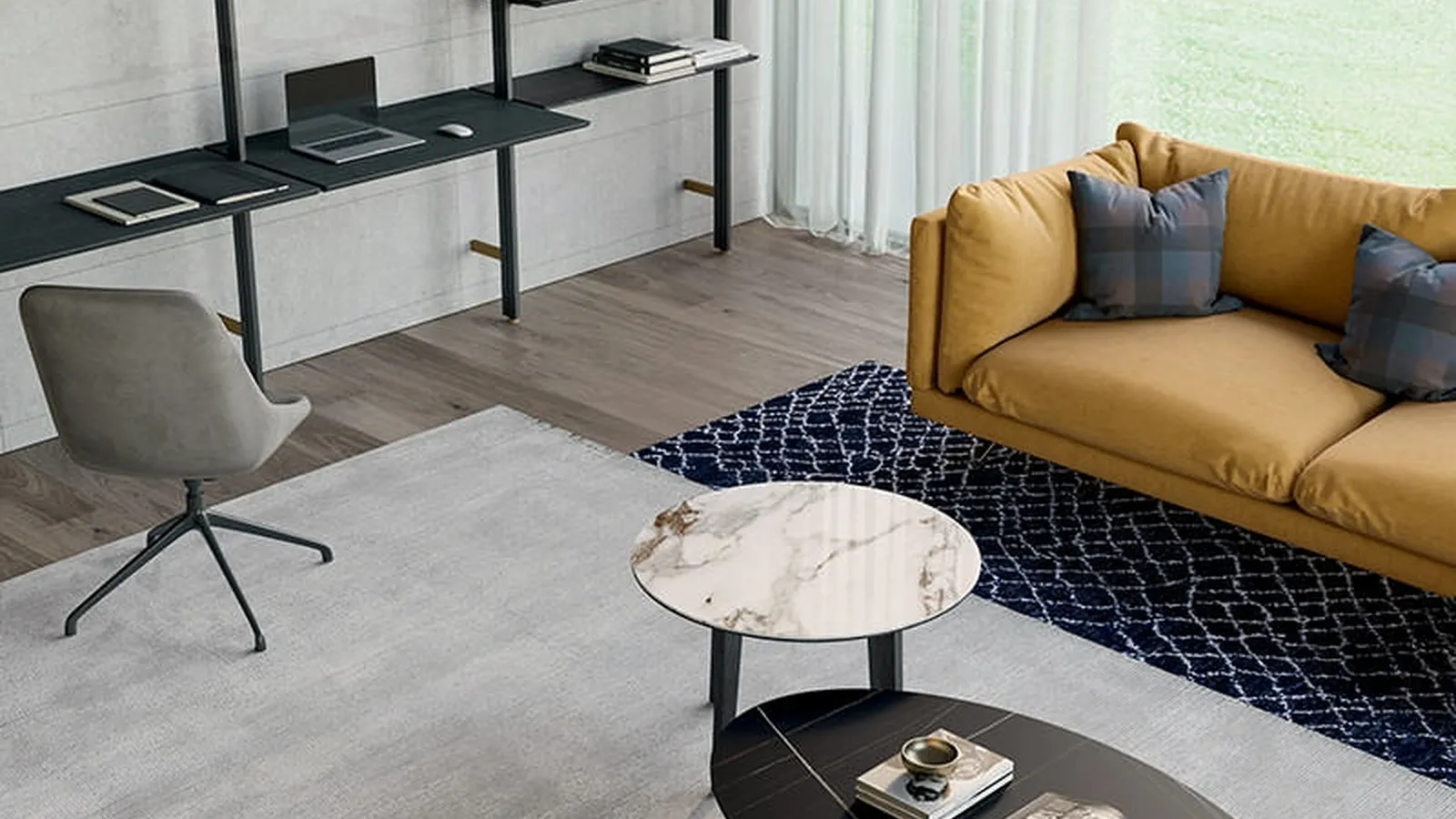 Tavolino Zoe con top in gres e base in legno di Dall'Agnese