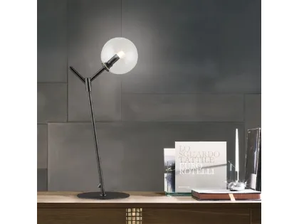 Lampada da tavolo in metallo con sfera bianca Gioconda Table di Adriani e Rossi