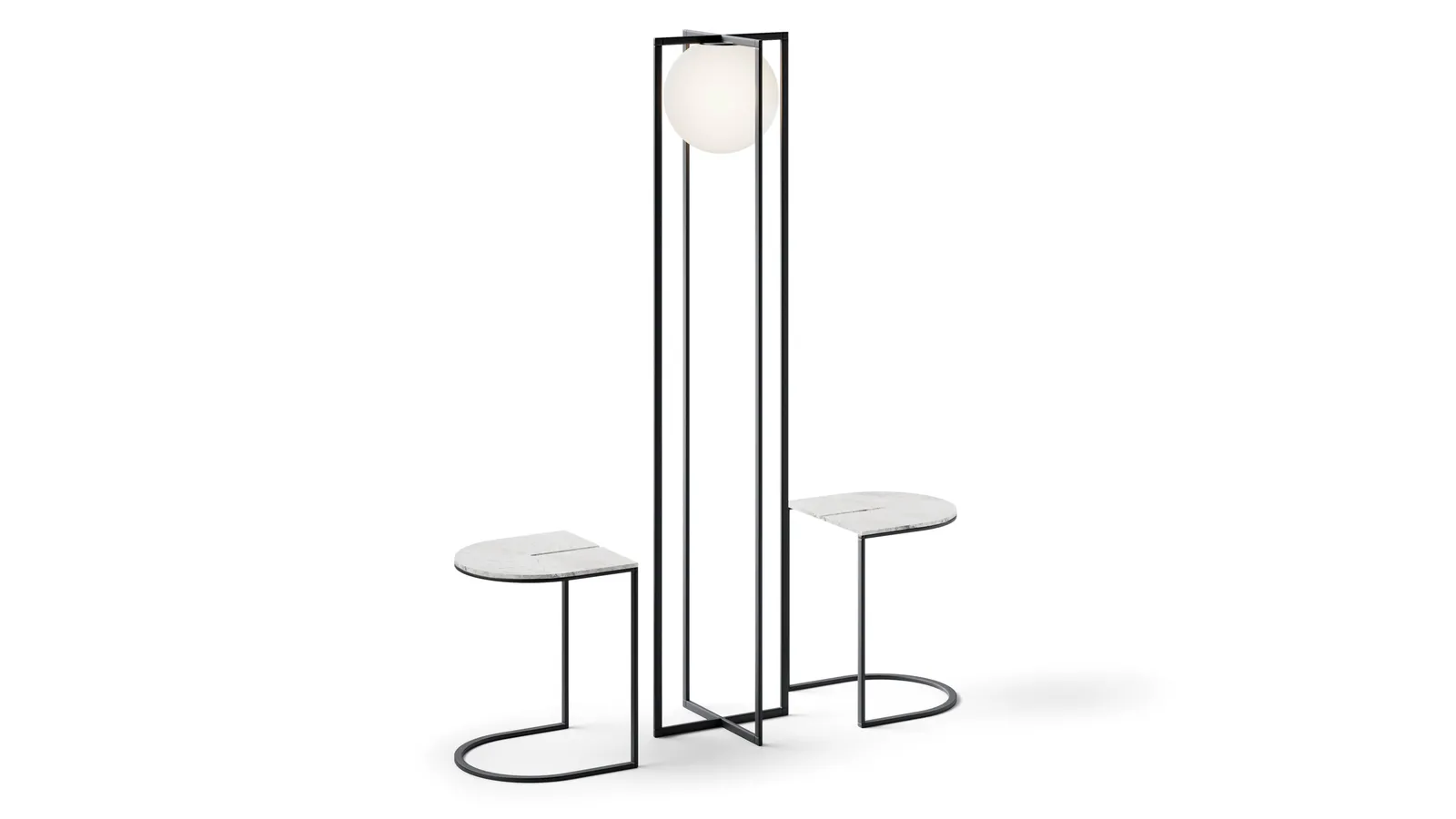Lampada da terra Inglobata tra due servetti calamitati con top in ceramica effetto marmo Trilly di Egoitaliano