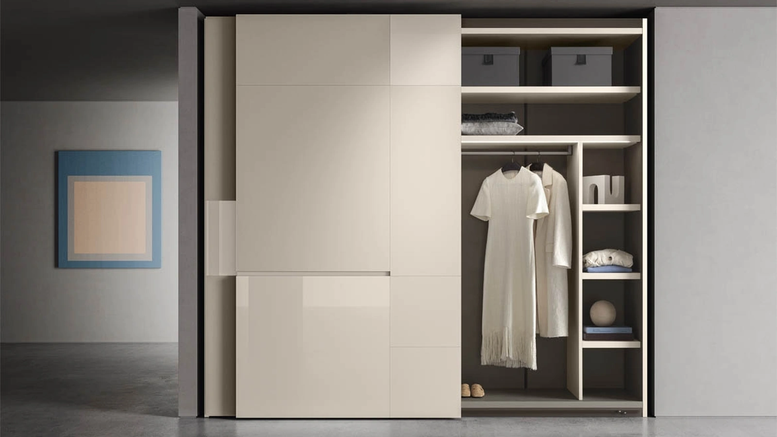 Armadio con ante scorrevoli in vetro laccato lucido Crea di Pianca