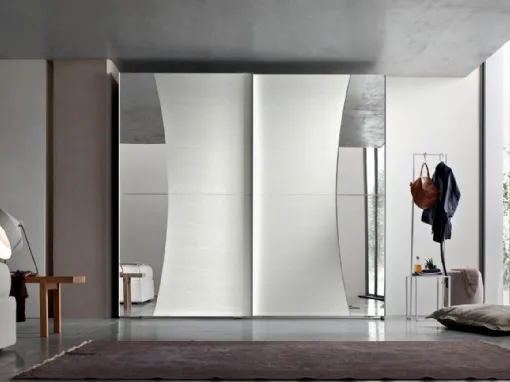 Armadio Harp in Frassino Bianco con specchio di Maronese Acf