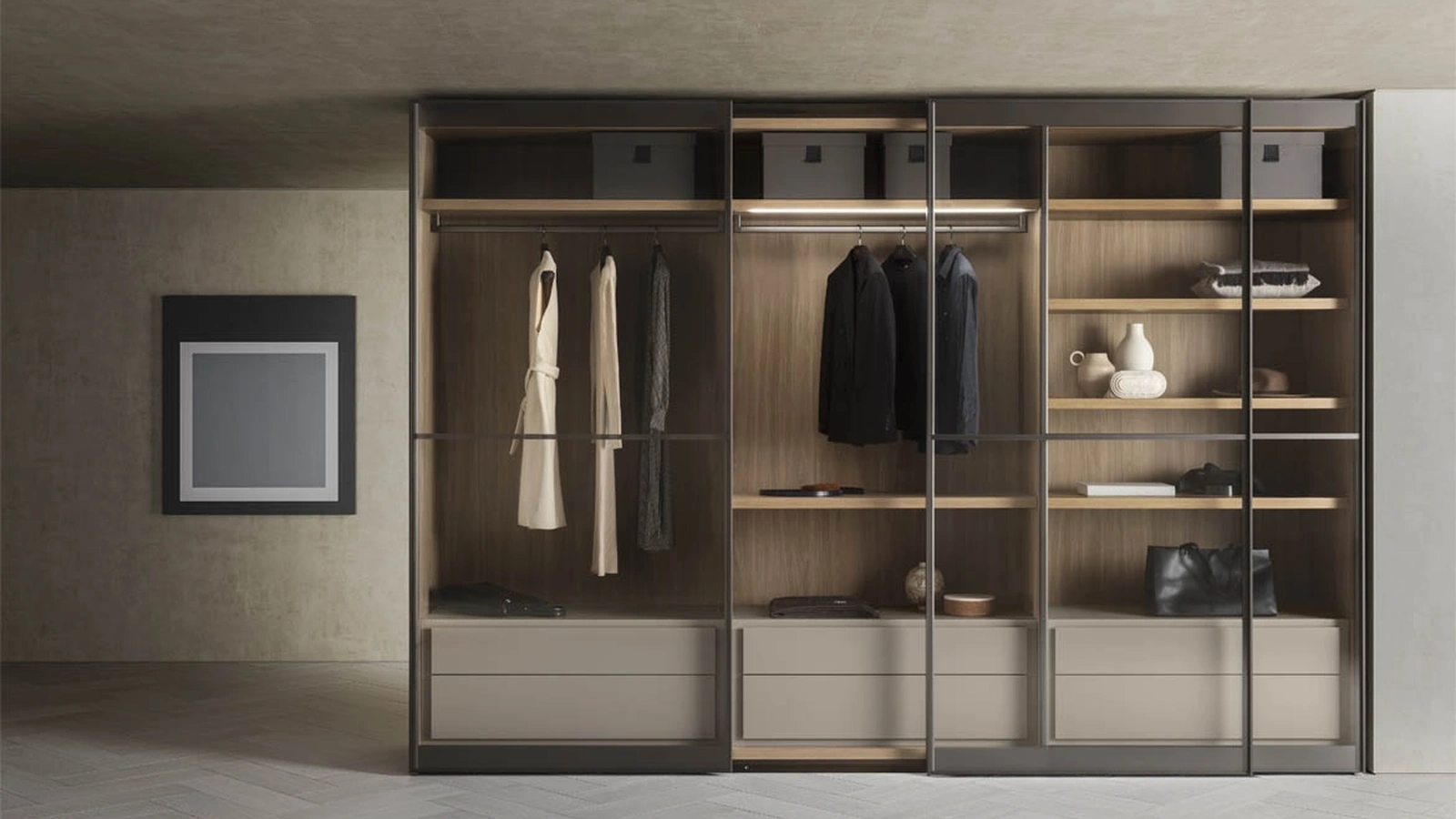 Armadio con ante scorrevoli in vetro Murano di Pianca