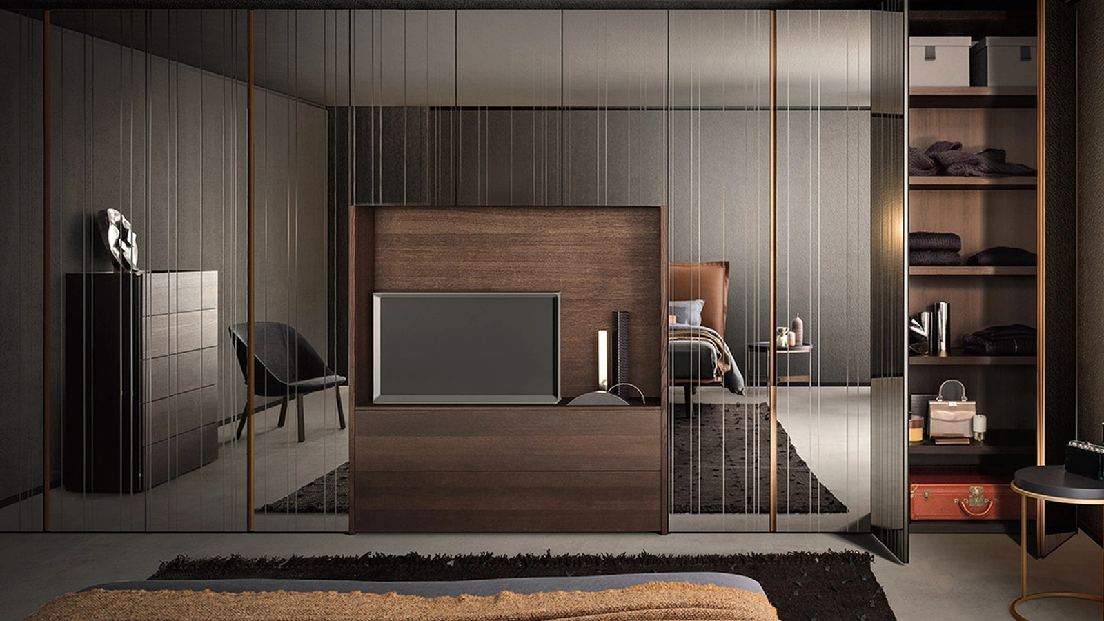 Armadio con ante battenti a specchio Raggio di Pianca