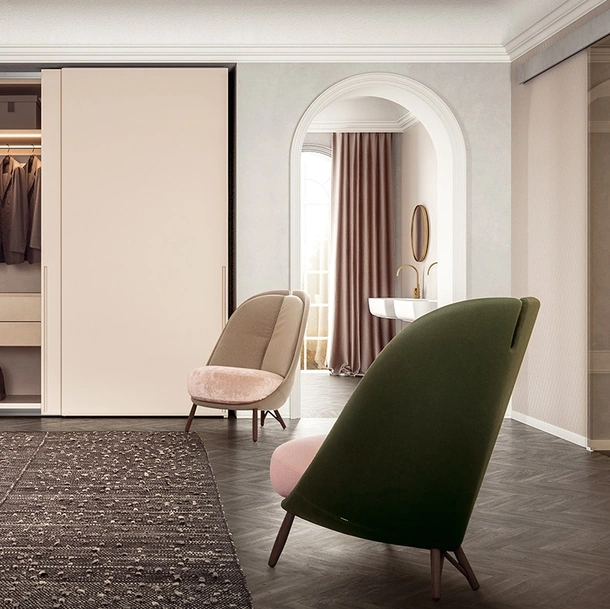 Armadio con ante scorrevoli in laccato lucido Seta Tratto di Pianca