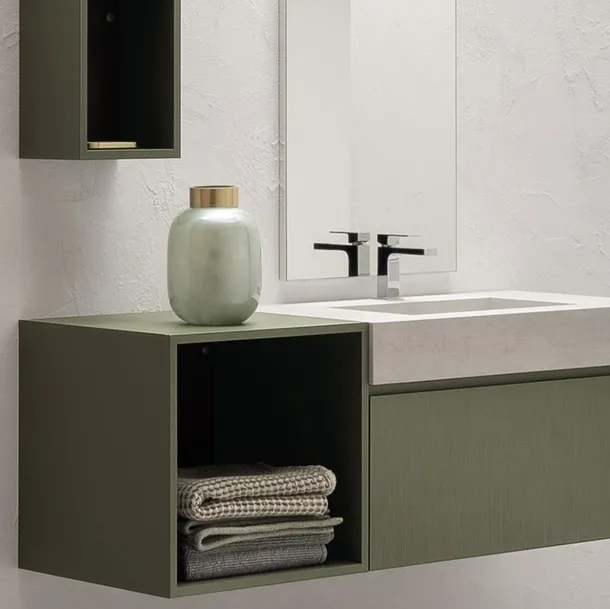 Mobile da Bagno in laccato opaco con vasca integrata in gres B-GO BG014 Compab