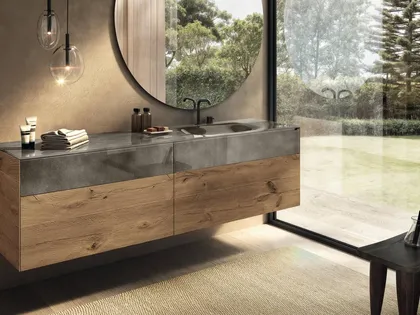 Lavabo integrato in vetro 36e8 di Lago