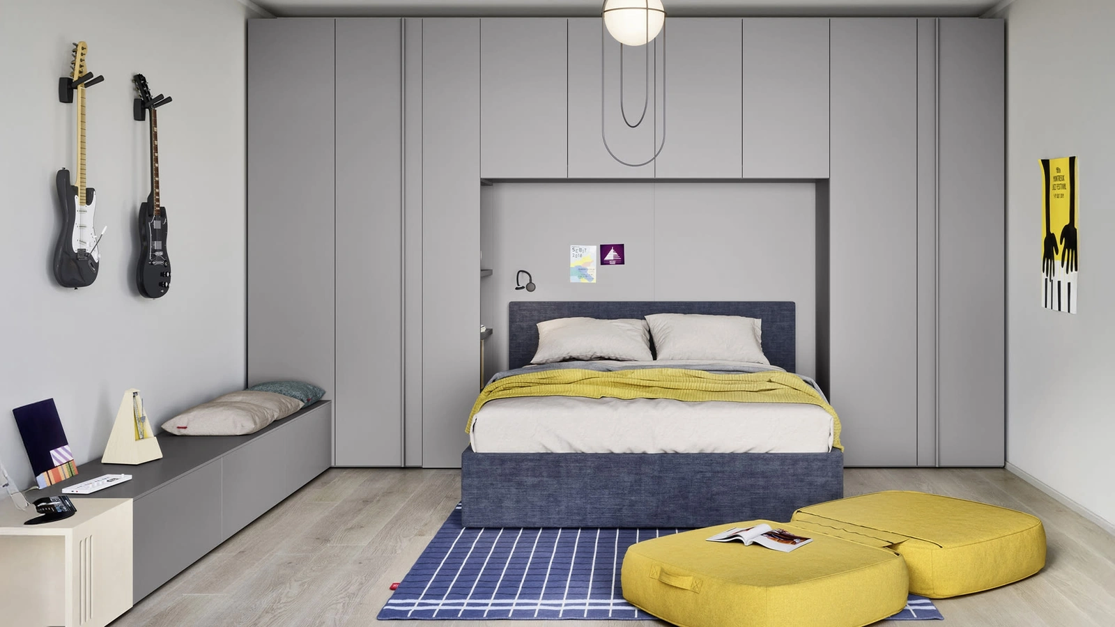 Cameretta a ponte con letto matrimoniale Arial di Nidi