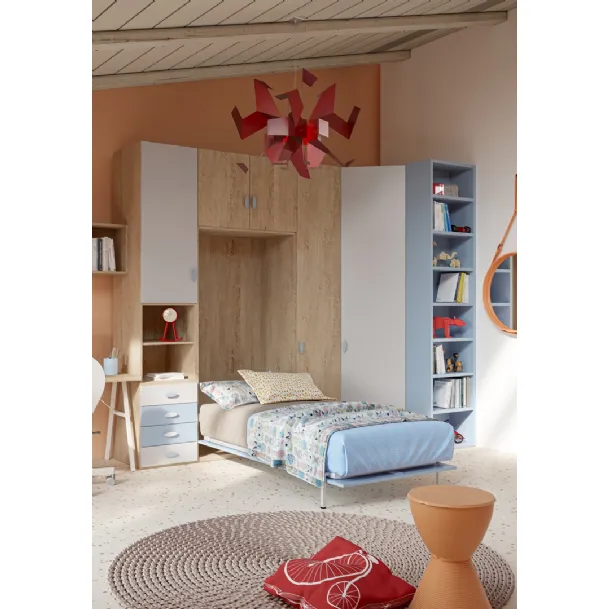 Cameretta con letto a scomparsa in laccato e nobilitato Top CM 320 di Giessegi