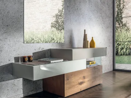 Comò in vetro laccato e legno 36e8 0666 di Lago