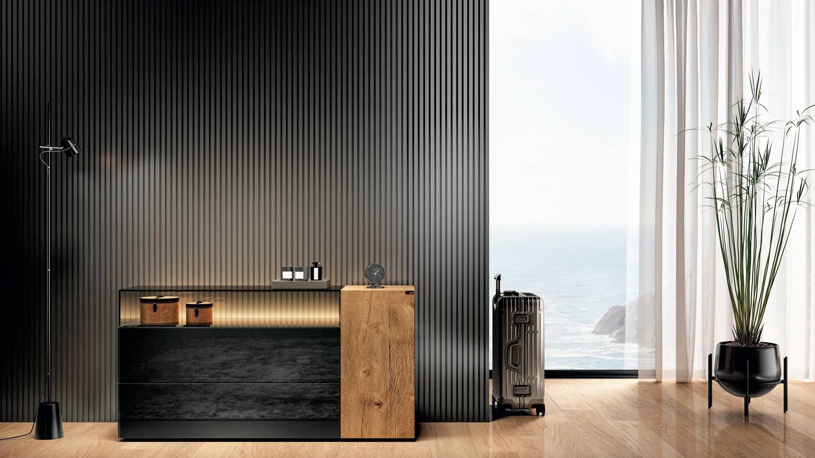 Comò in vetro e legno 36e8 Glass 2624 di Lago