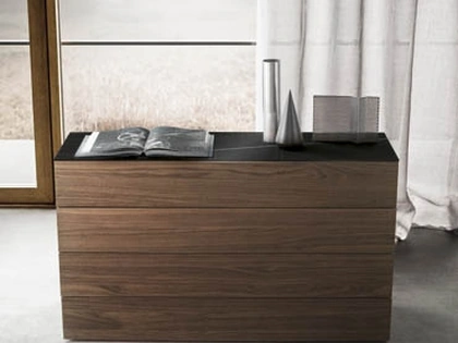 Comò Spazio in legno con 4 cassetti di Pianca