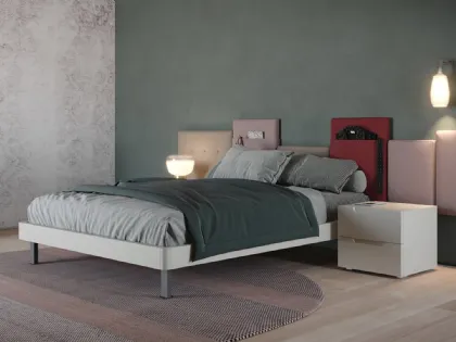 Letto laccato opaco con testiera in tessuto City di Giessegi