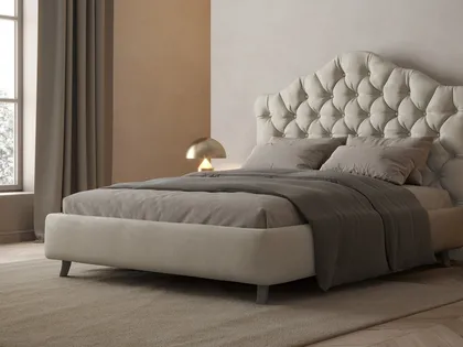 Letto matrimoniale in ecovelluto con testiera trapuntata e sagomata Lady di Giessegi