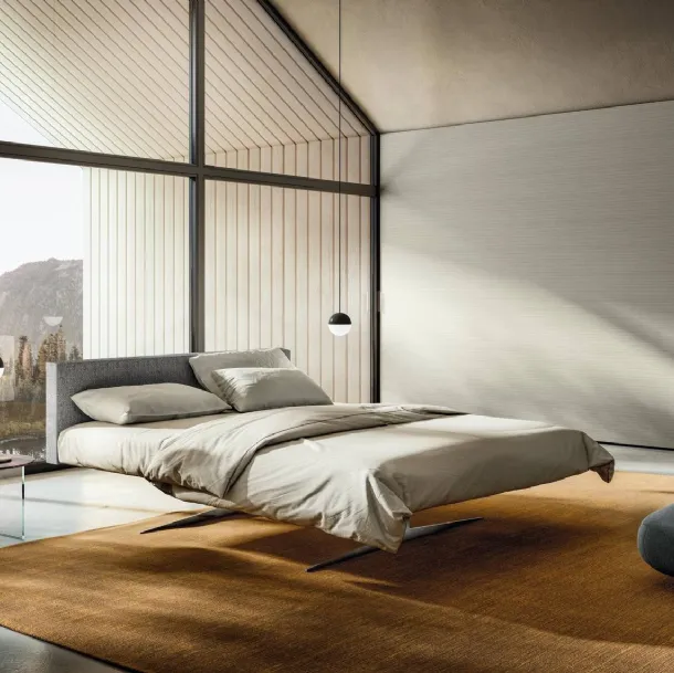 Letto con testiera imbottita Steel 1701 di Lago