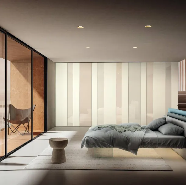 Letto con testiera in tessuto Vele 1801 di Lago