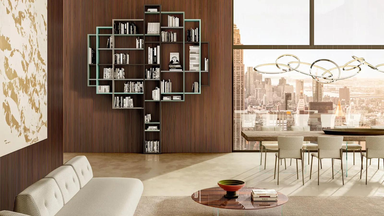 Libreria componibile 30mm 1226 ad Albero in laccato opaco di Lago