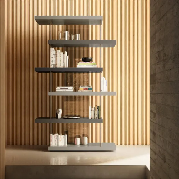 Libreria Air 1462 in laccato e vetro di Lago