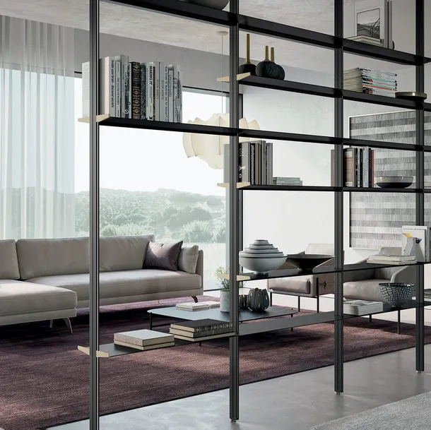 Libreria modulare bifacciale in metallo Bamboo di Dall'Agnese