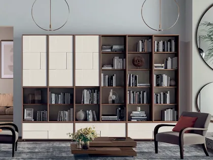 Libreria a muro Le Spezie in legno laccato opaco composizione 15 di Le Fablier