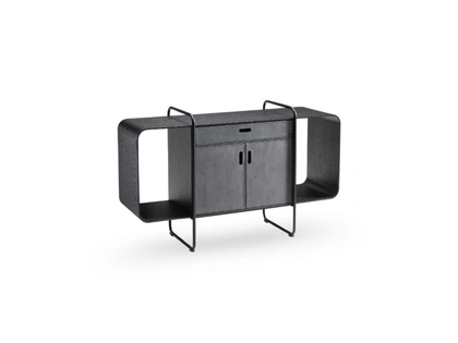 Madia Apelle con struttura in metallo e ante rivestite in pelle di Midj