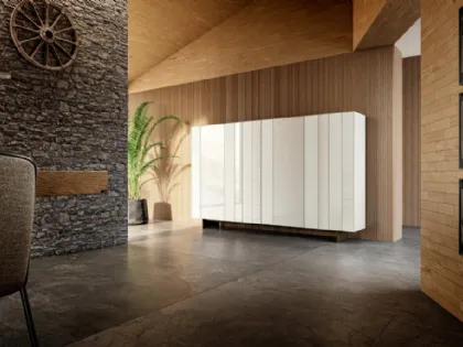 Madia Alta NOW 1386 in vetro Bianco dal design modulare di Lago