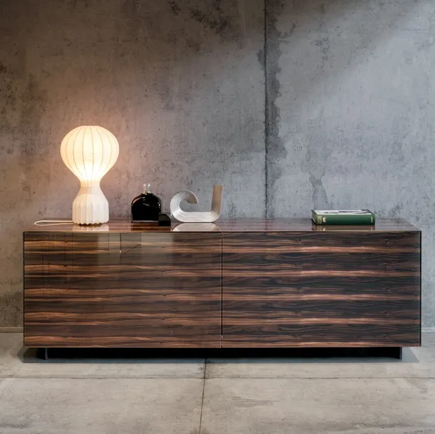 Madia Plenum 0833 in vetro finitura Ebano XGlass e Nero di Lago