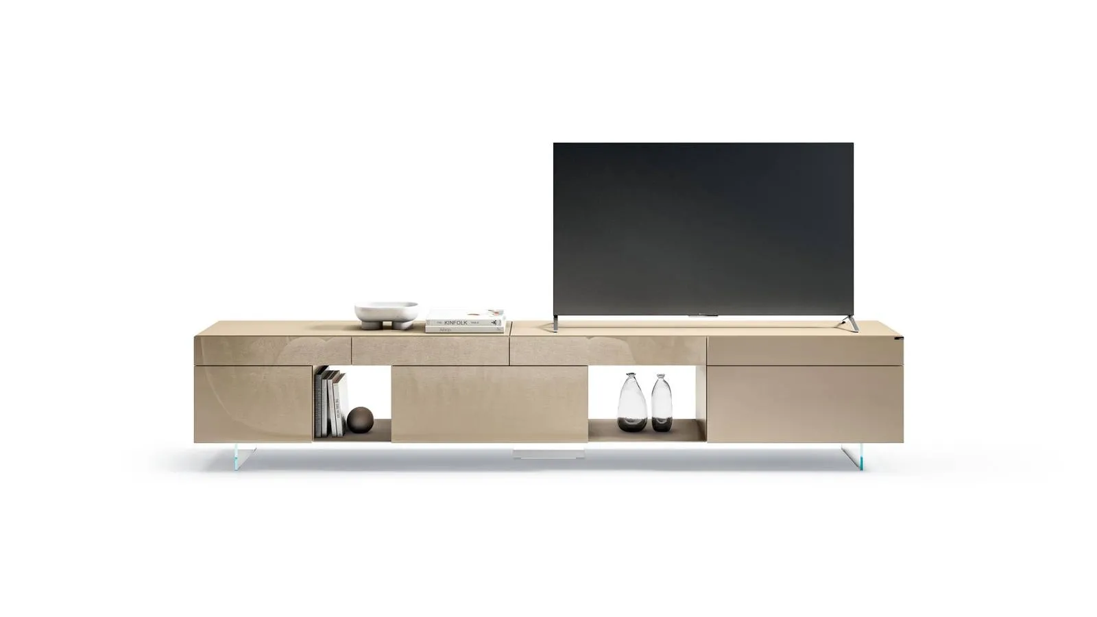 Mobile Porta Tv 36e8 2148 in vetro lucido di Lago