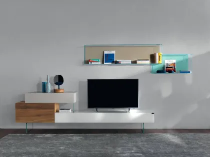 Mobile Porta Tv in vetro e legno 36e8 0514 di Lago