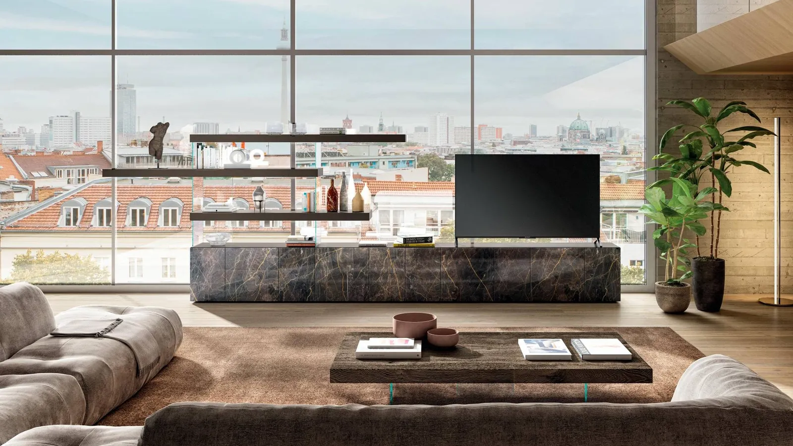 Parete Attrezzata freestanding Air 2727 di Lago