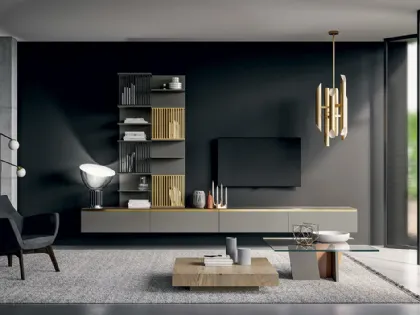 Parete attrezzata Slim Up Comp 09 in Laccato Opaco Dark Grey di Dall'Agnese