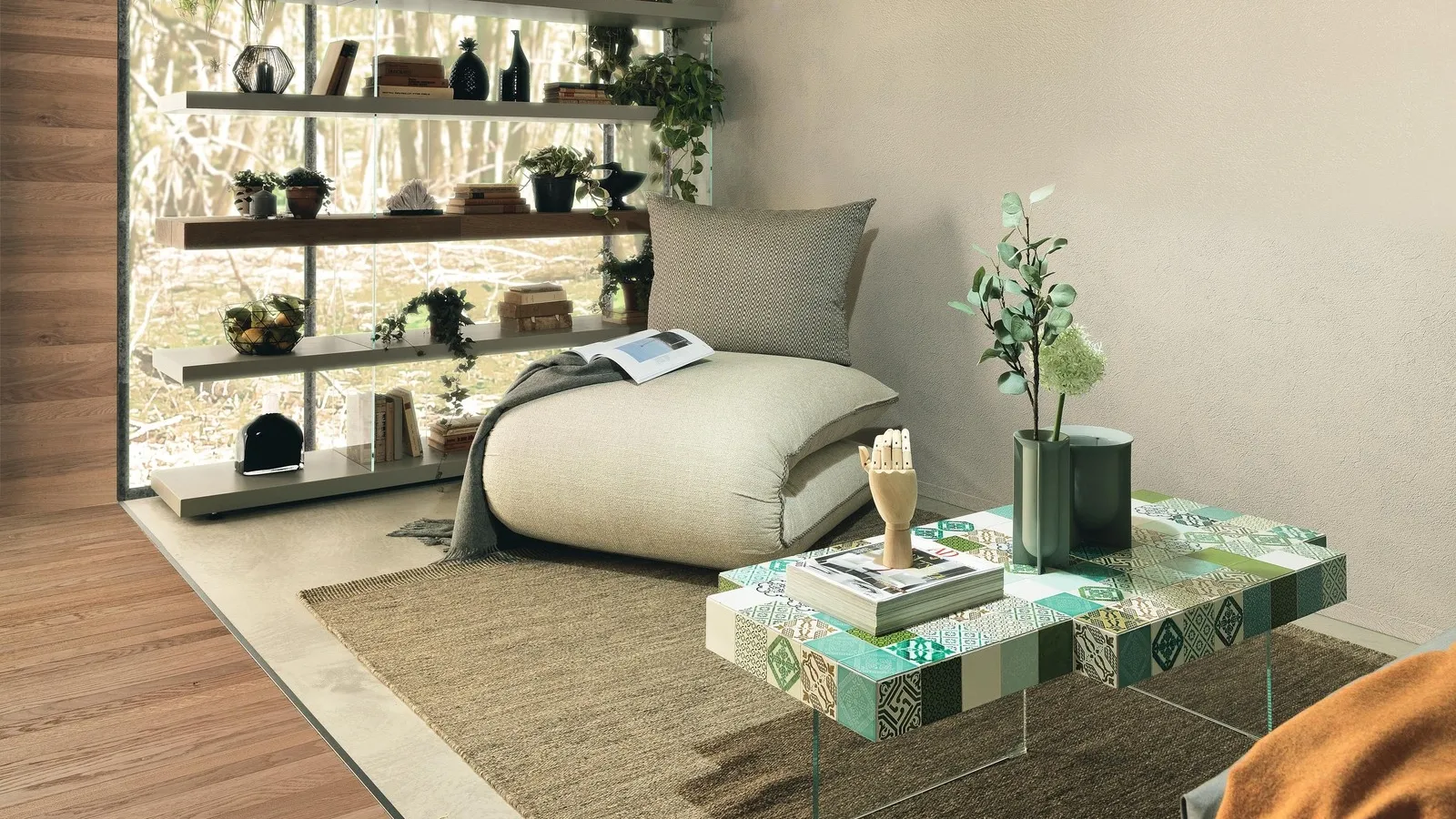 Poltrona Letto di design Chama in tessuto imbottito di Lago