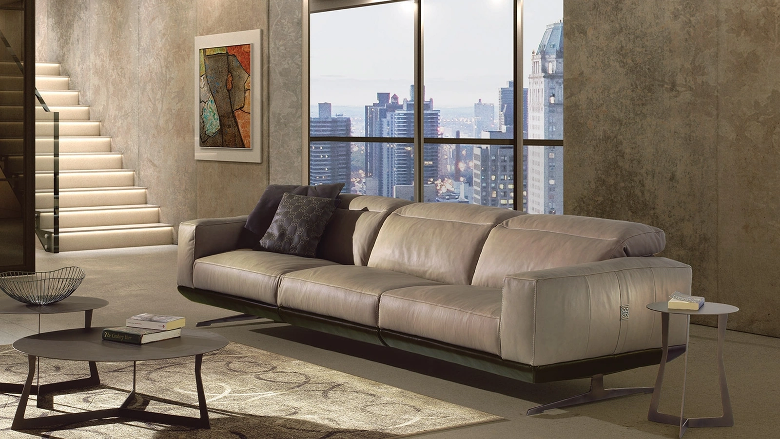 Divano lineare in pelle Gloria di Egoitaliano