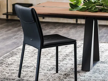 Sedia in acciaio con rivestimento in pelle Isabel di Cattelan Italia