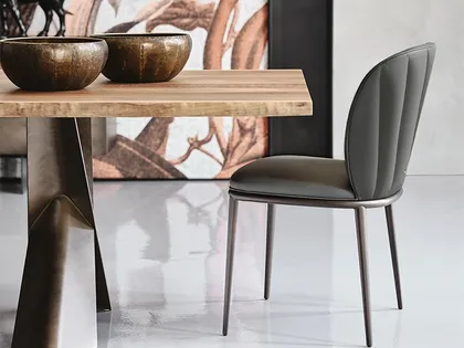 Sedia in pelle con struttura in metallo Christell ML di Cattelan Italia