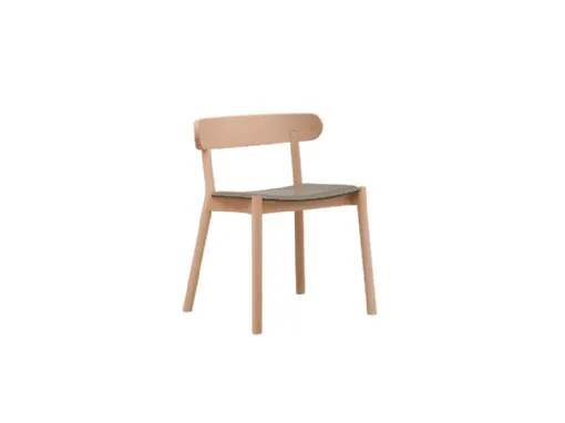 Sedia Montera in legno con seduta in cuoio di Midj