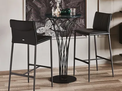 Sgabello in pelle con struttura in metallo Isabel ML di Cattelan Italia