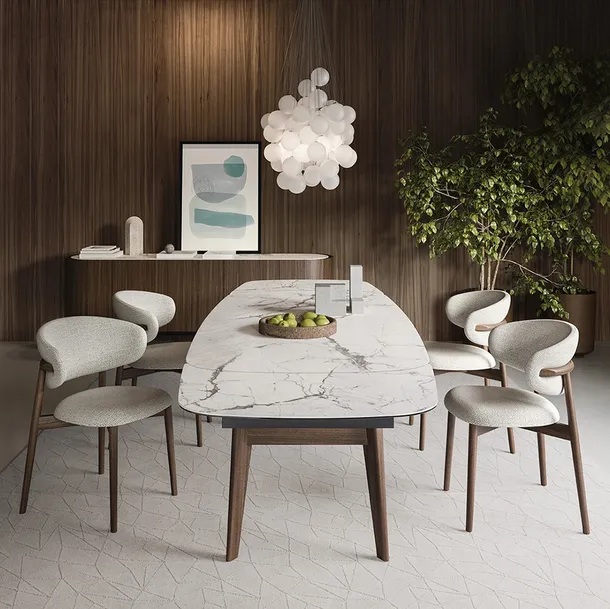 Tavolo allungabile in ceramica con struttura in legno Abrey di Calligaris