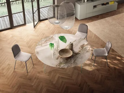 Tavolo Air Slim 2260X rotondo in vetro di Lago