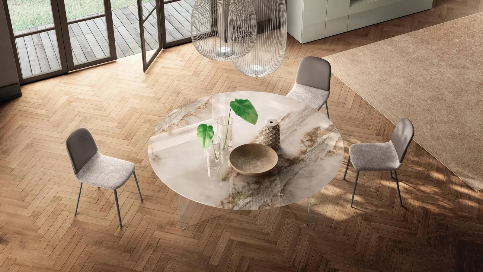 Tavolo Air Slim 2260X rotondo in vetro di Lago