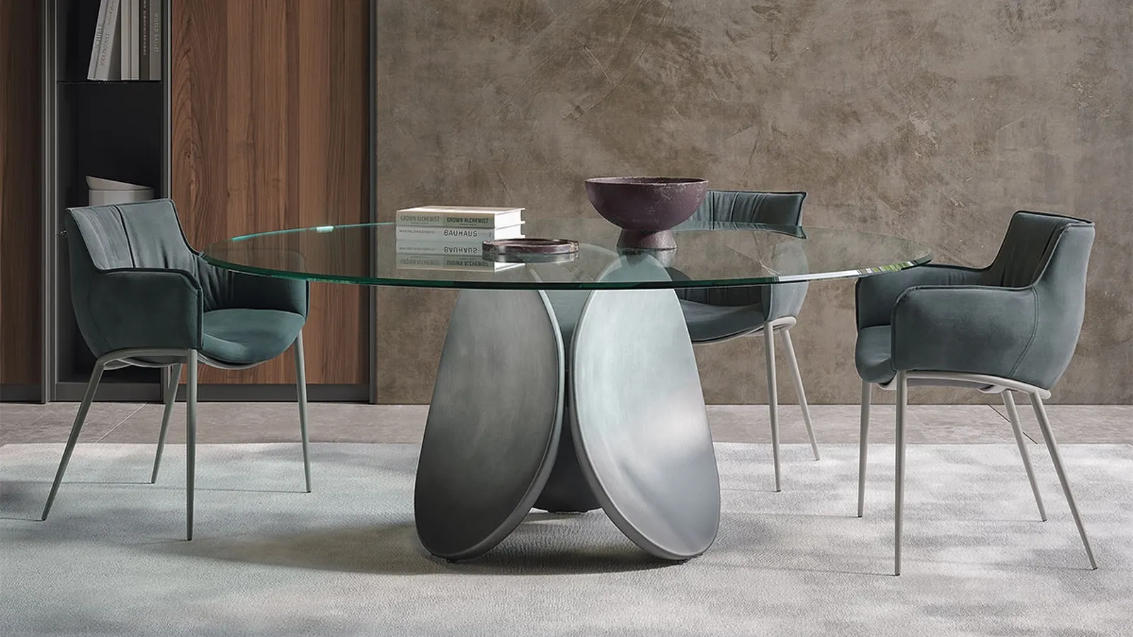 Tavolo scultura rotondo in vetro trasparente Maxim di Cattelan Italia