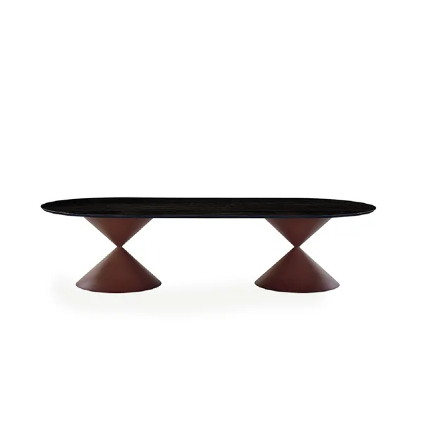 Tavolo Clessidra Double con top in legno e base in metallo di Midj