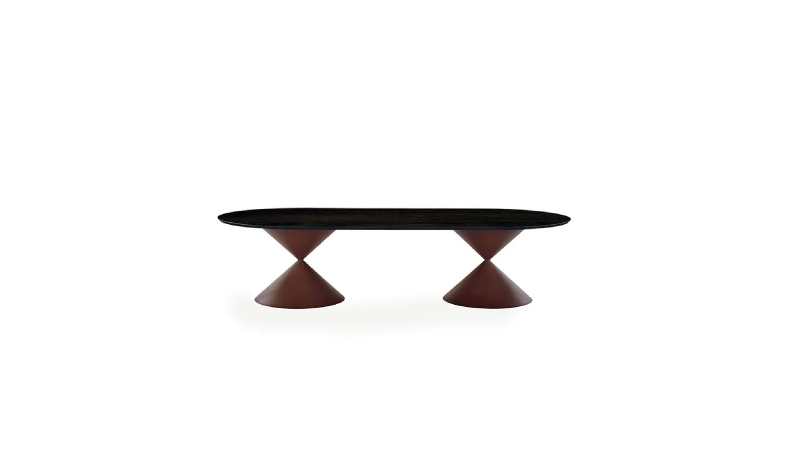 Tavolo Clessidra Double con top in legno e base in metallo di Midj